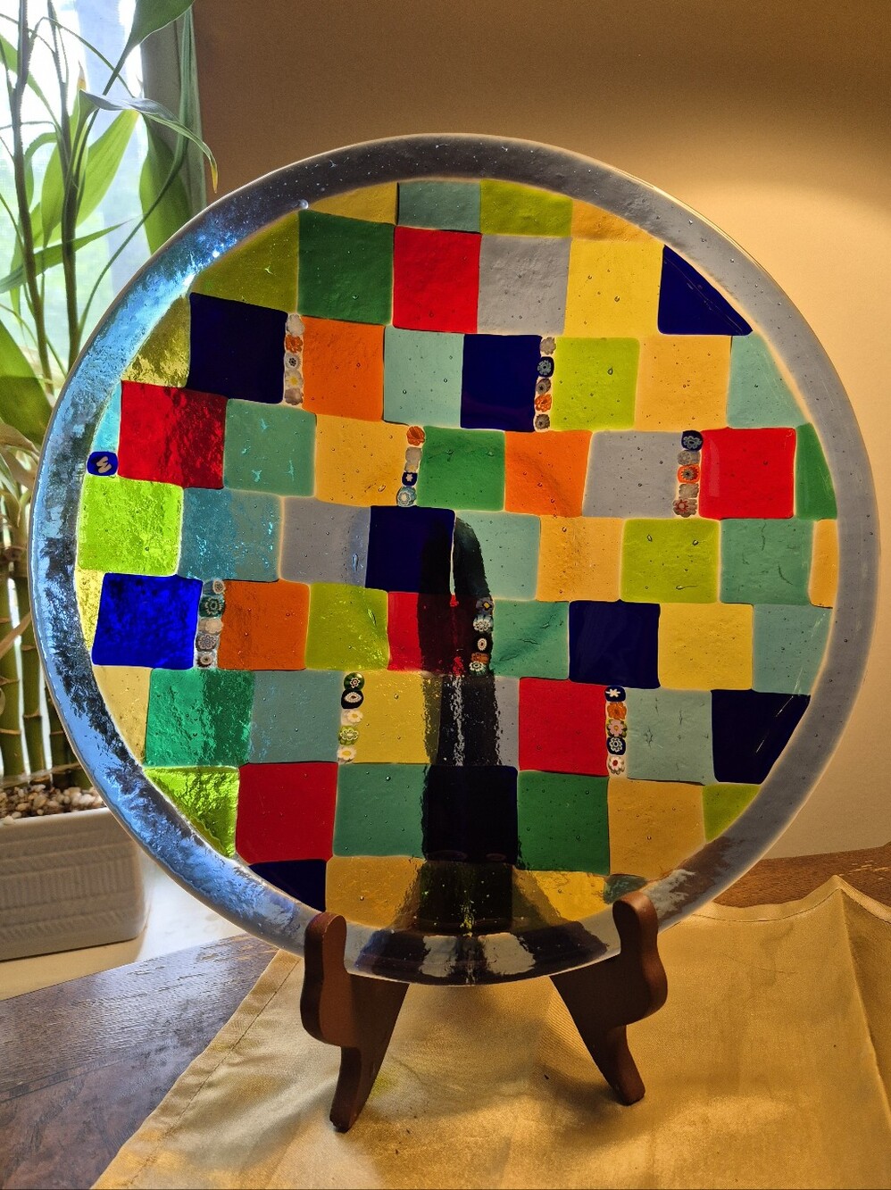 Vintage 12" Fused Glass Plate